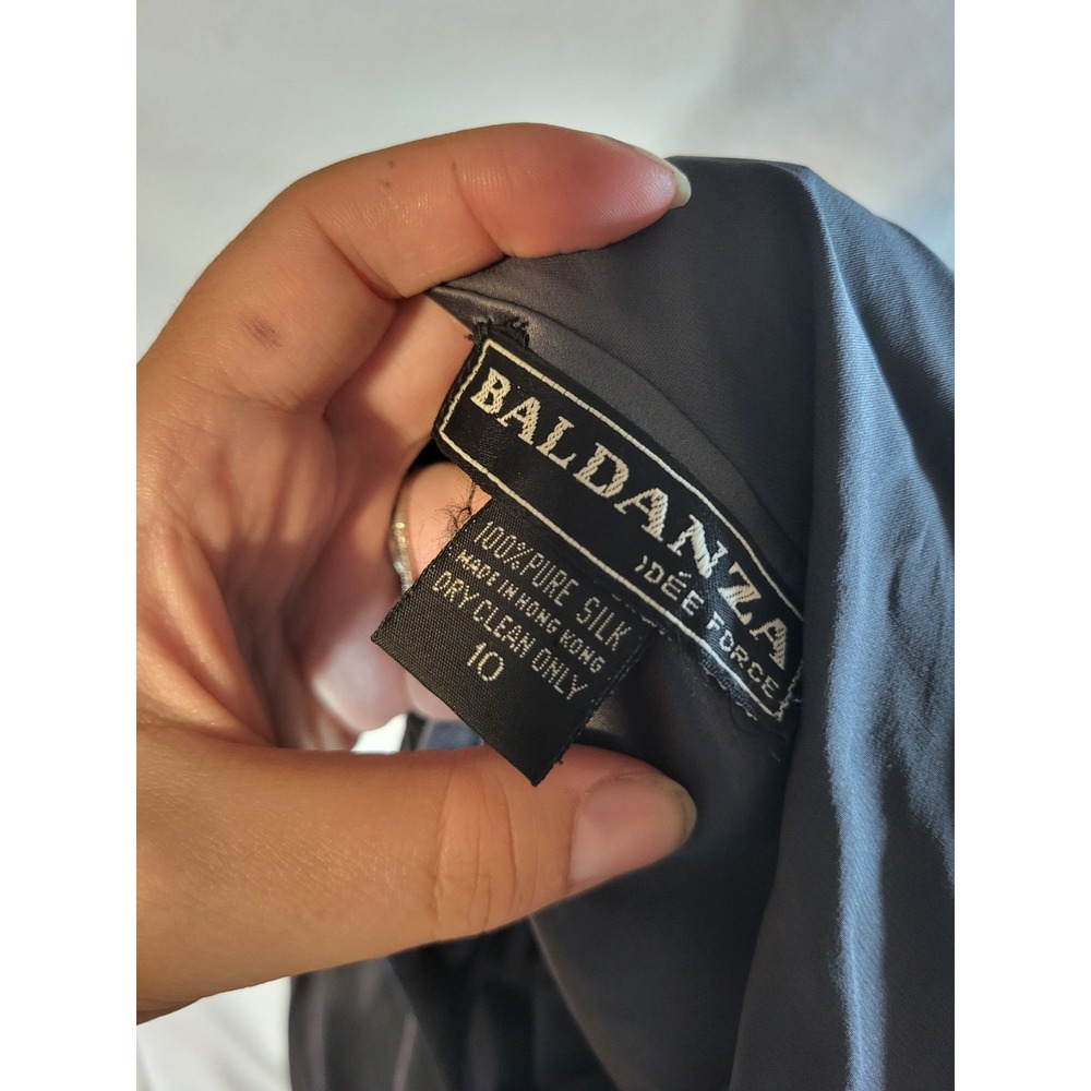 Vintage Baldanza Idee Force 100% Silk Size 10 Blouse Pussybow Gray - Picture 6 of 6